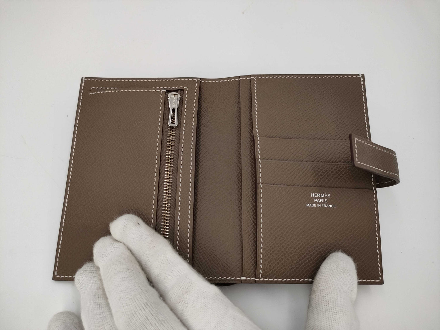 HERMES New Passant W Stamp Etoupe Epson Wallet