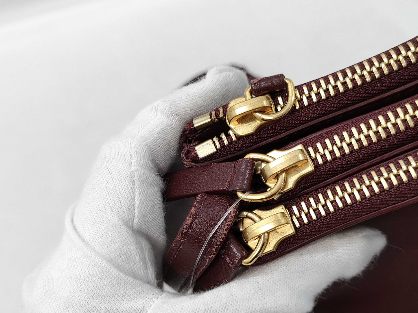 CELINE Trio Leather Shoulder Bag in Wine Red