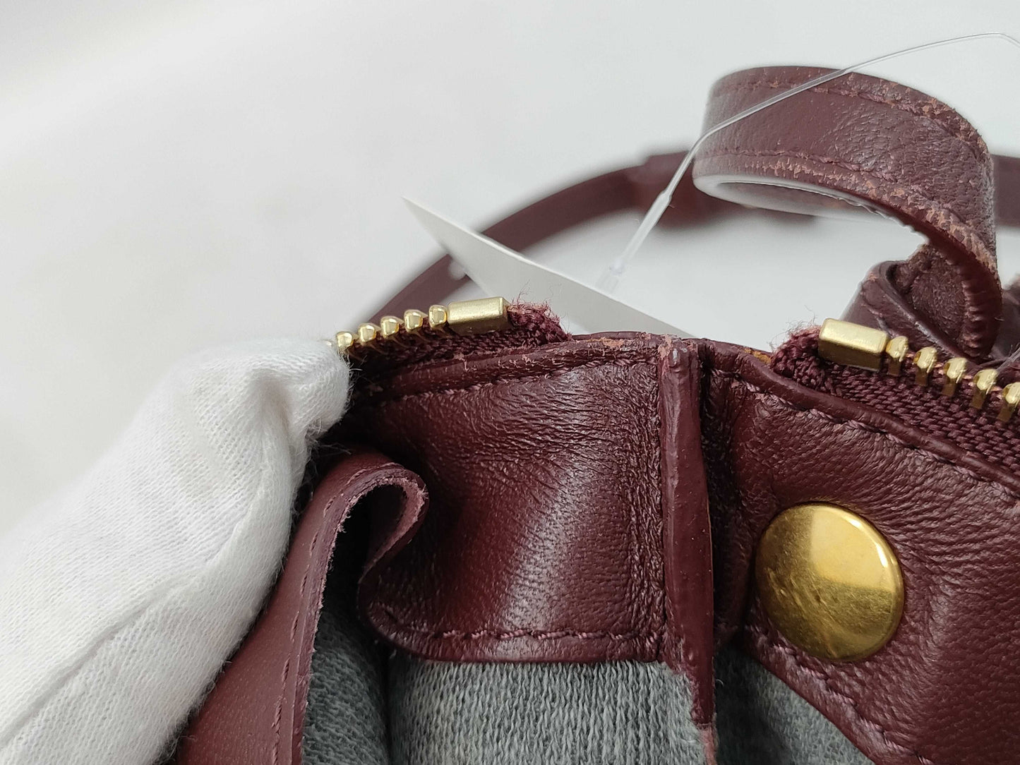 CELINE Trio Leather Shoulder Bag in Wine Red