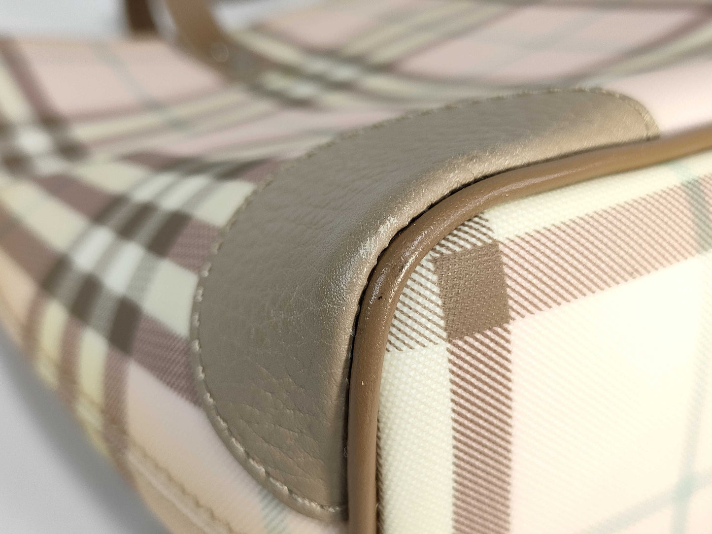 BURBERRY Check/Handbag/Pink/Discoloration-Resistant Tote Bag