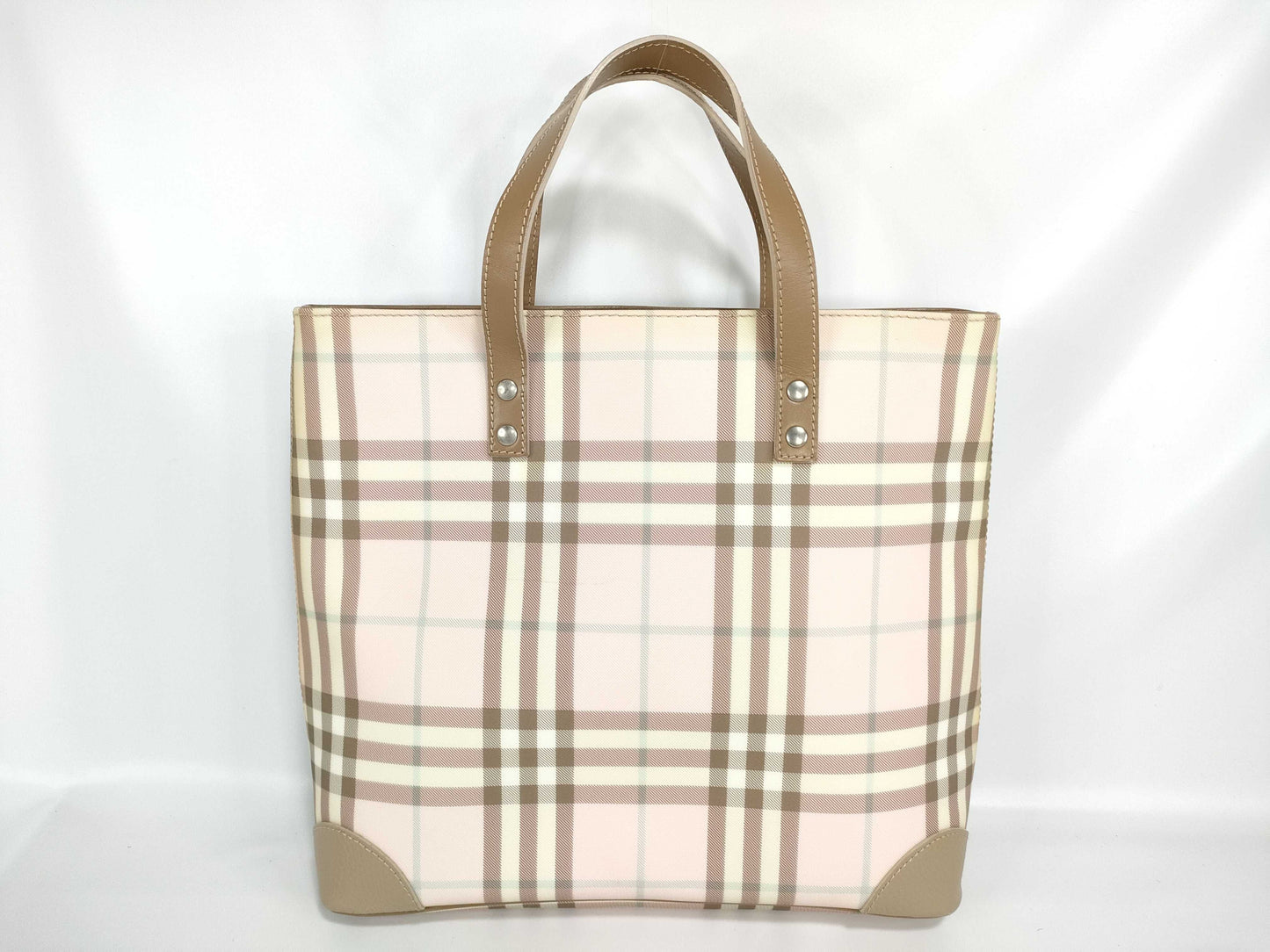 BURBERRY Check/Handbag/Pink/Discoloration-Resistant Tote Bag