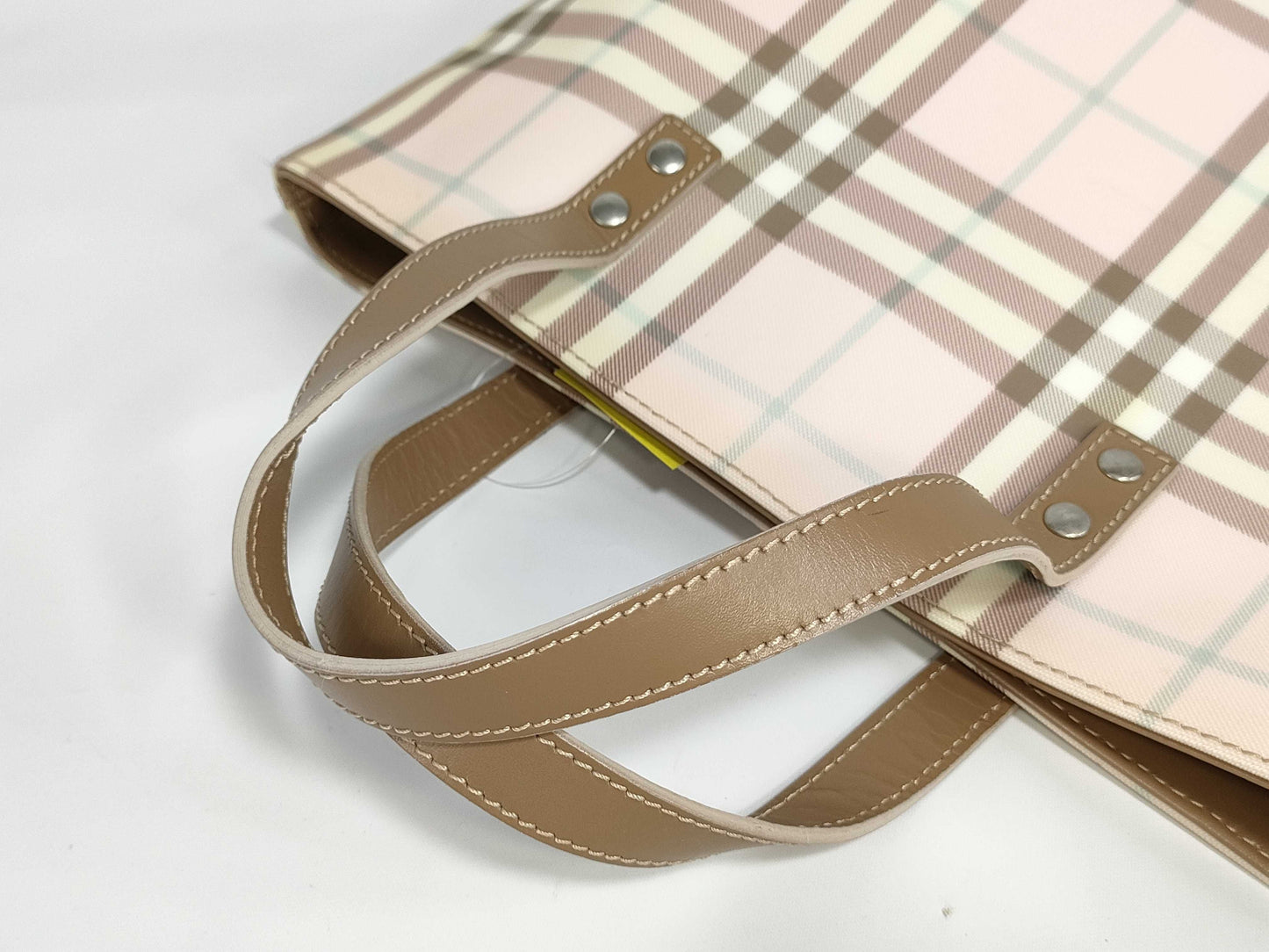 BURBERRY Check/Handbag/Pink/Discoloration-Resistant Tote Bag
