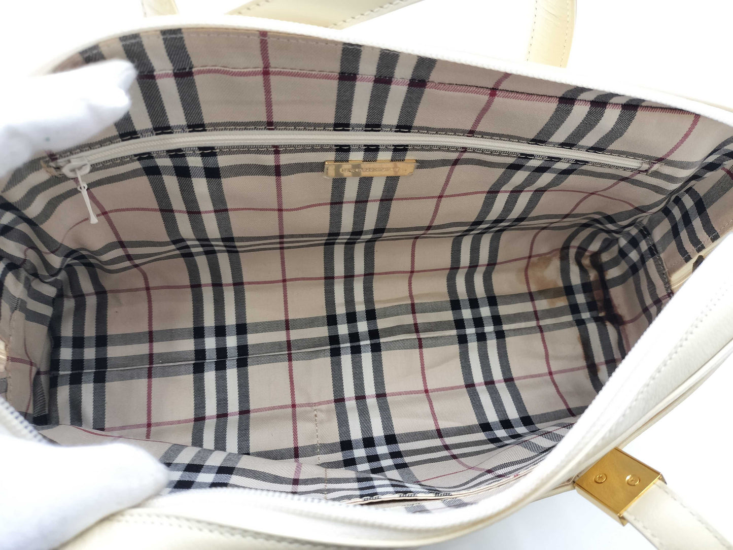BURBERRY Leather/White/Tote Bag Handbag