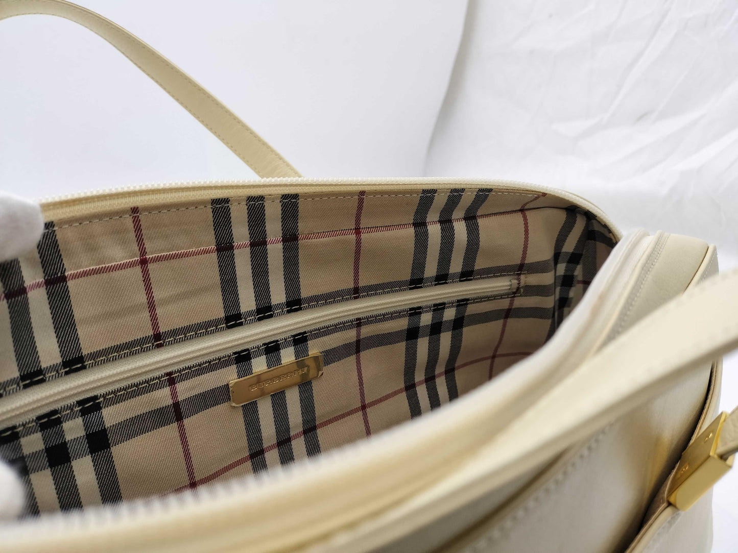 BURBERRY Leather/White/Tote Bag Handbag