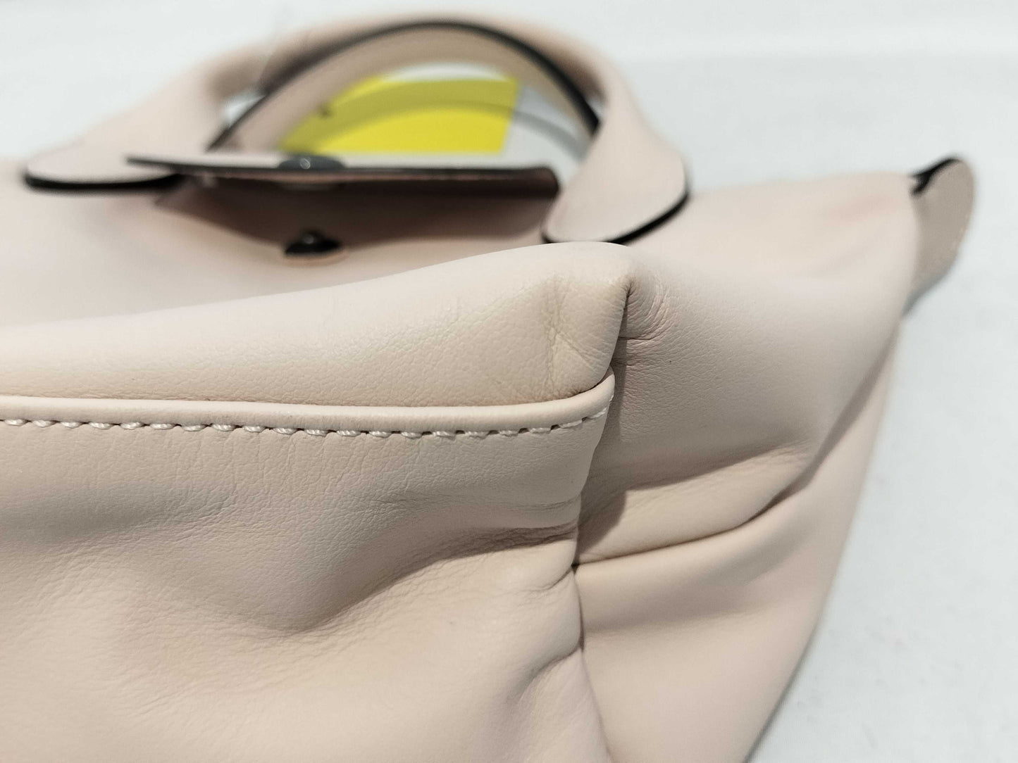 LONG CHAMP Pliage Mini All Leather 2-Way Handbag with Strap and Dust Bag