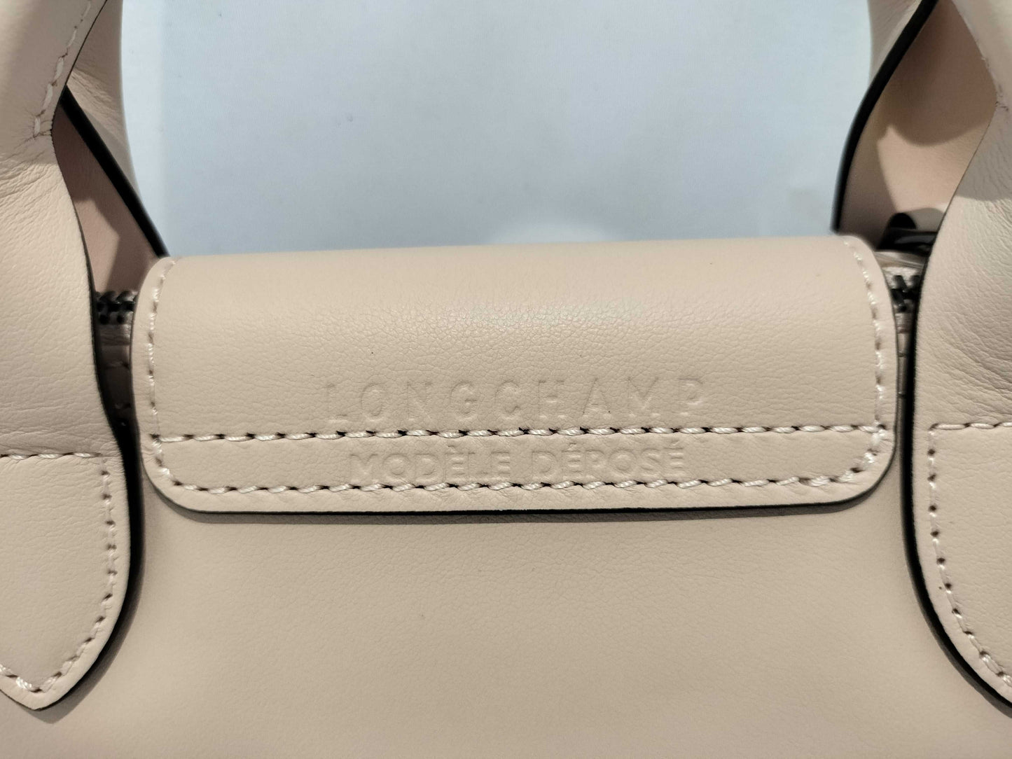 LONG CHAMP Pliage Mini All Leather 2-Way Handbag with Strap and Dust Bag