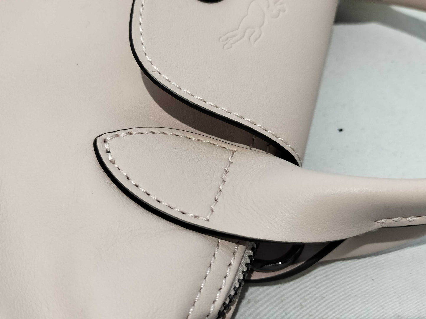 LONG CHAMP Pliage Mini All Leather 2-Way Handbag with Strap and Dust Bag