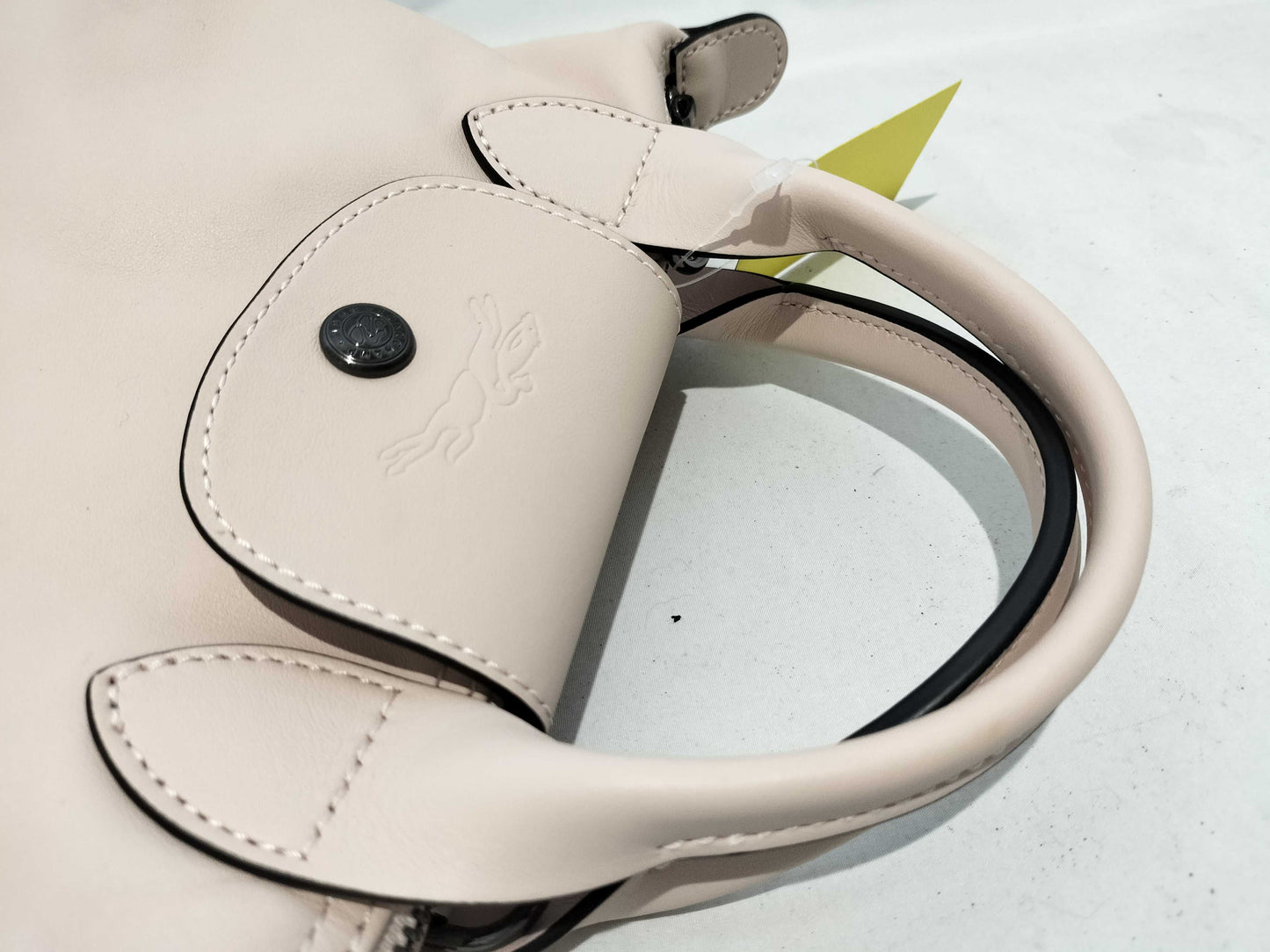 LONG CHAMP Pliage Mini All Leather 2-Way Handbag with Strap and Dust Bag