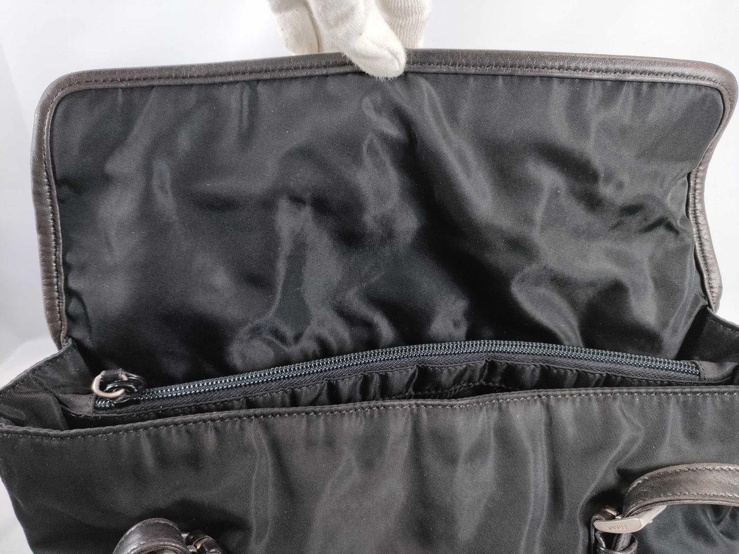 PRADA Nylon Nylon and Leather Tote Bag