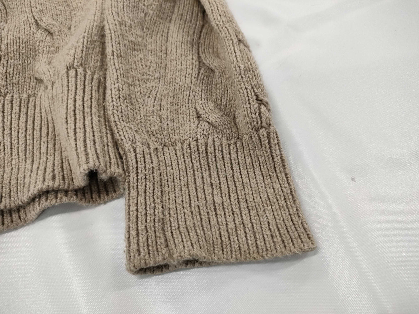 Ralph Lauren Half-Zip Cable Knit Top in Beige