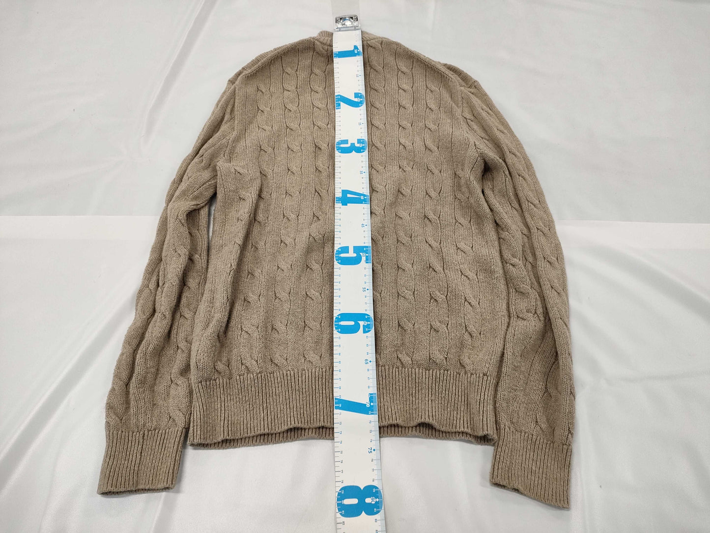 Ralph Lauren Half-Zip Cable Knit Top in Beige