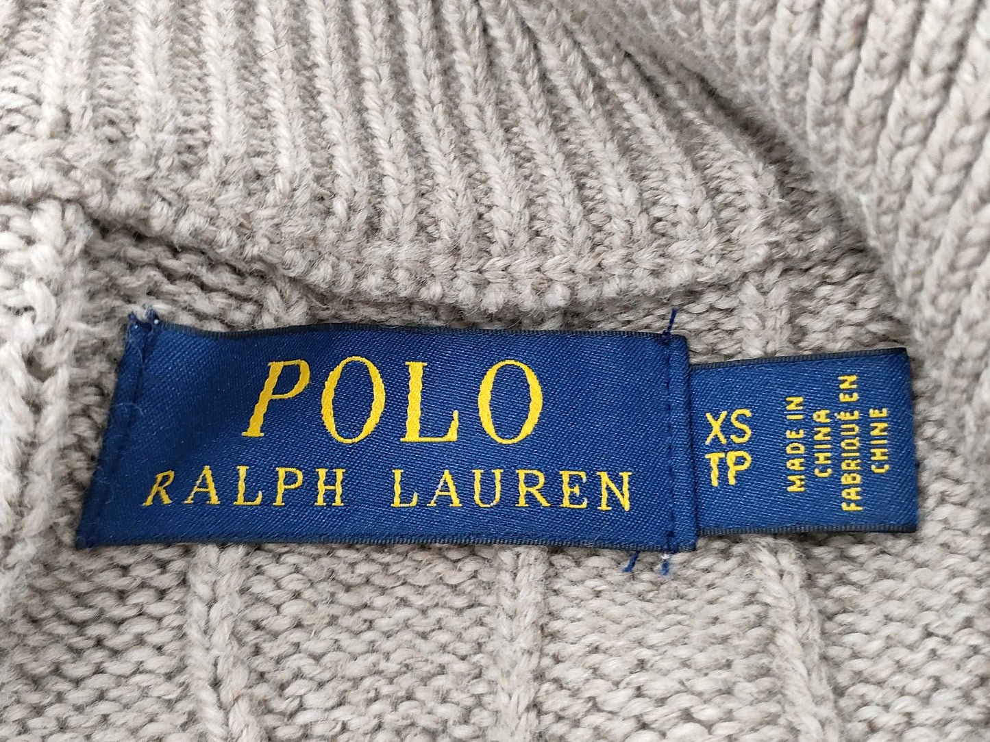 Ralph Lauren Half-Zip Cable Knit Top in Beige