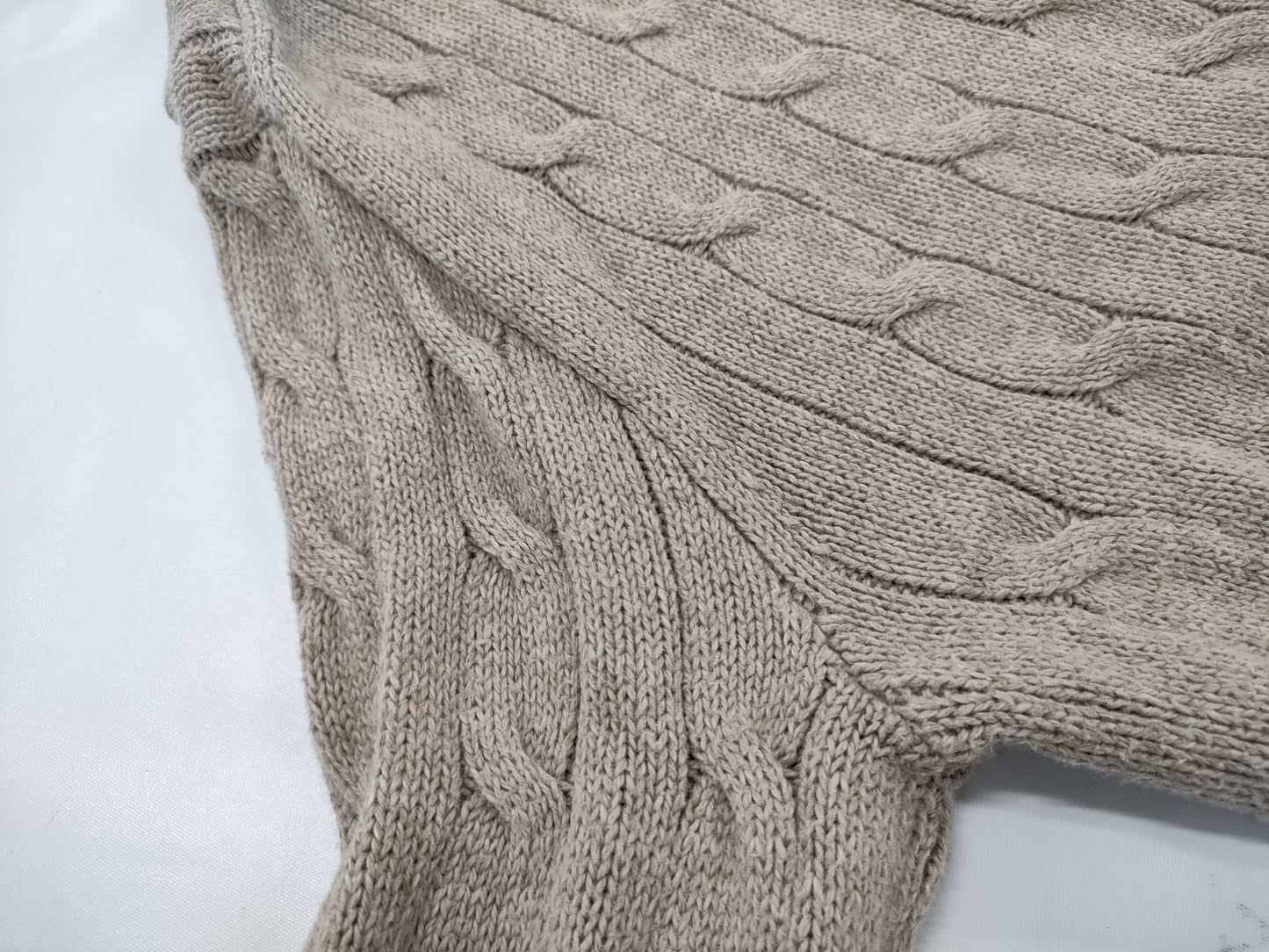 Ralph Lauren Half-Zip Cable Knit Top in Beige
