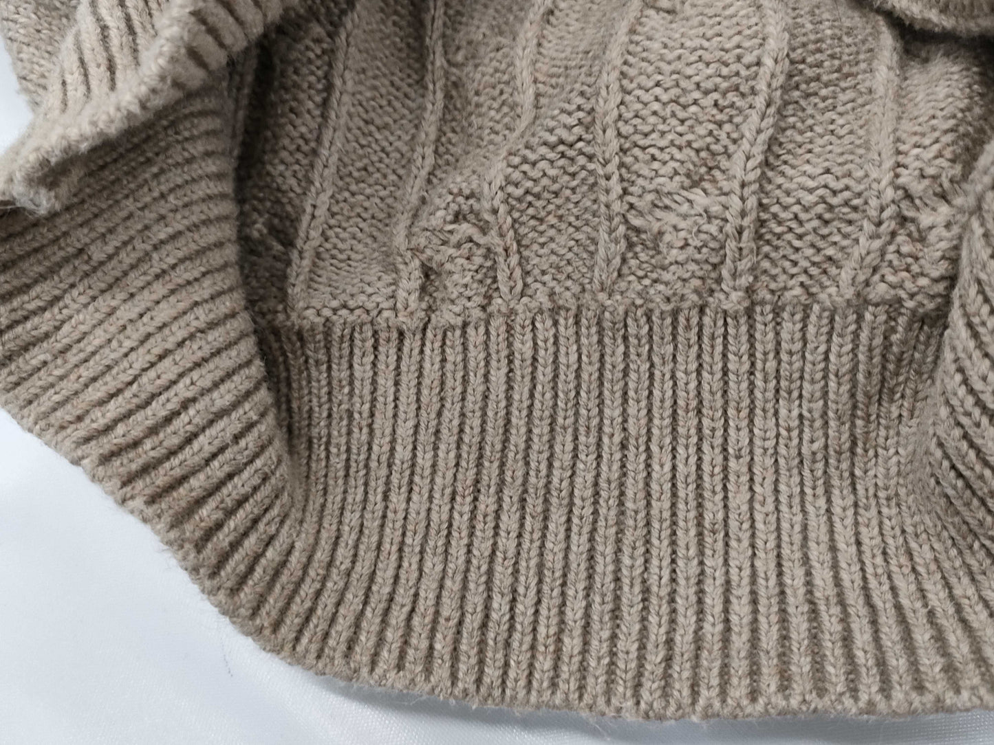 Ralph Lauren Half-Zip Cable Knit Top in Beige