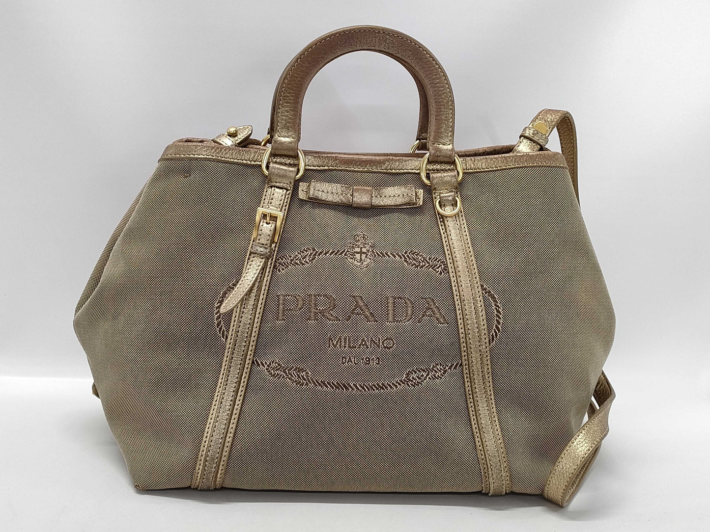 PRADA Jacquard 2-way Tote Shoulder Bag with White Tag