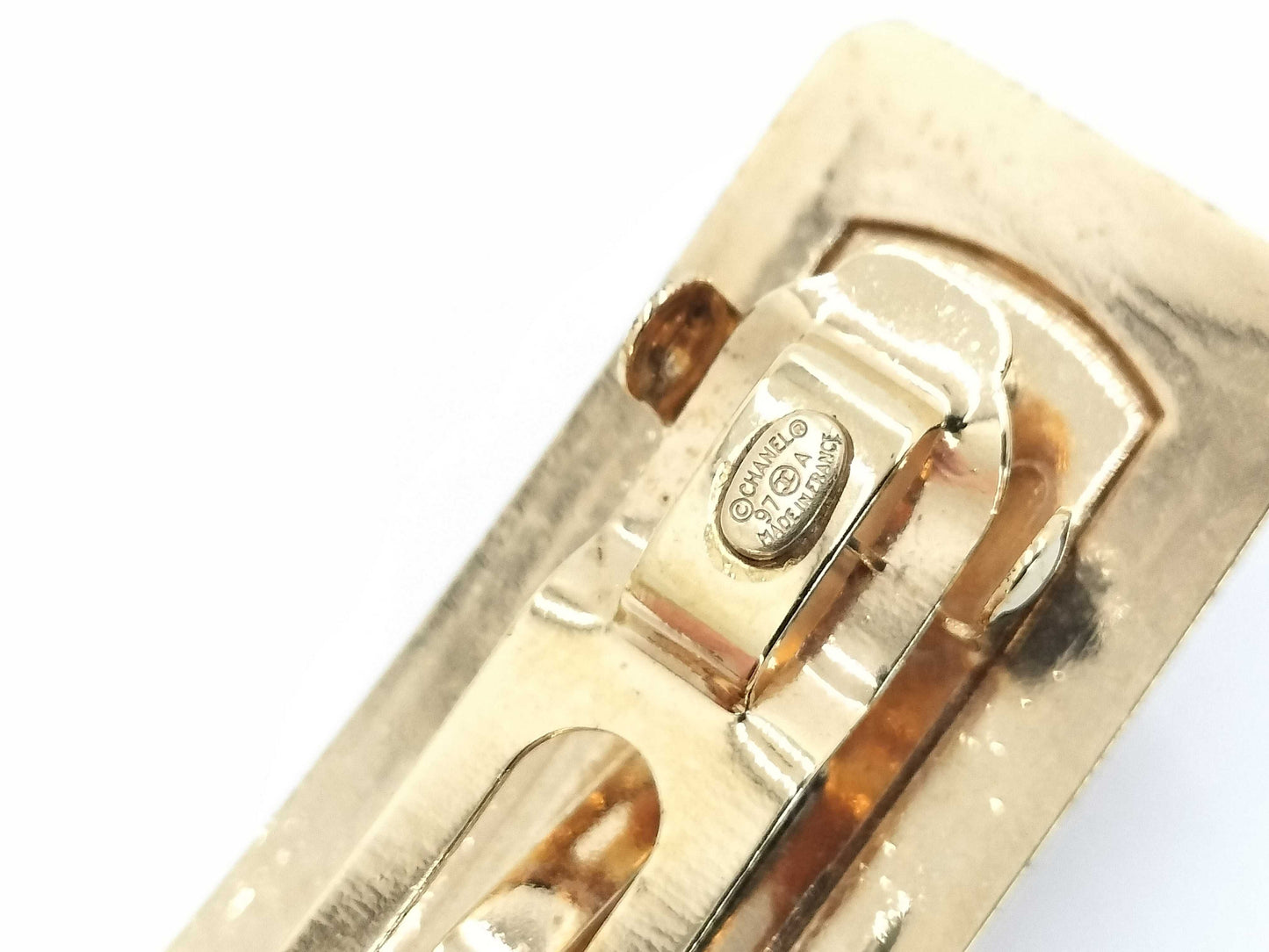 CHANEL 97A Logo Gold Color Barrette Hair Accessory
