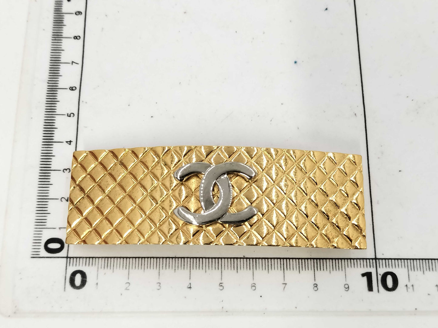 CHANEL 98 P Coco Mark Matelasse Gold Color Barrette Hair Accessory