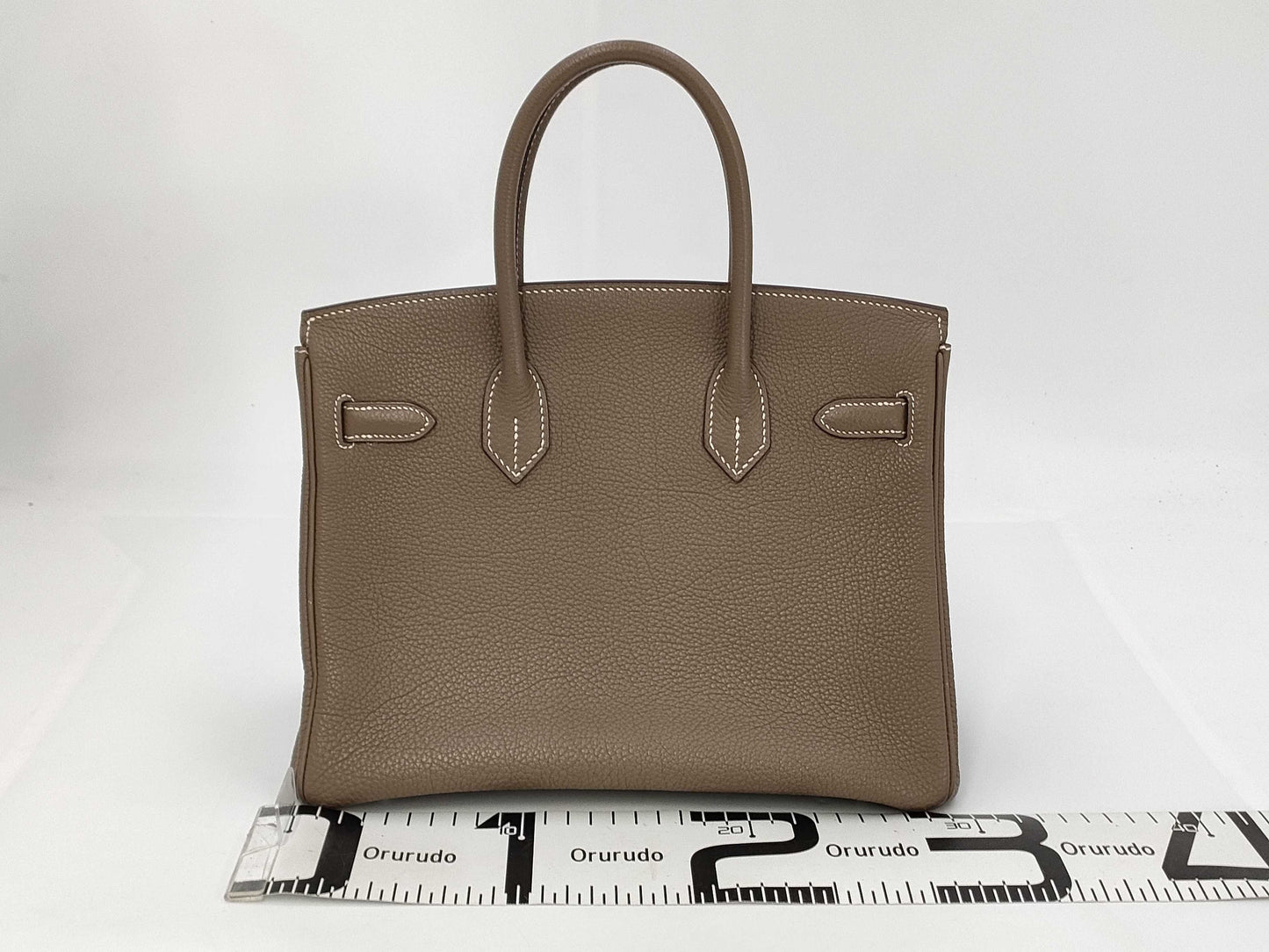 HERMES Birkin 30 Etoupe Silver Hardware L Stamped Handbag