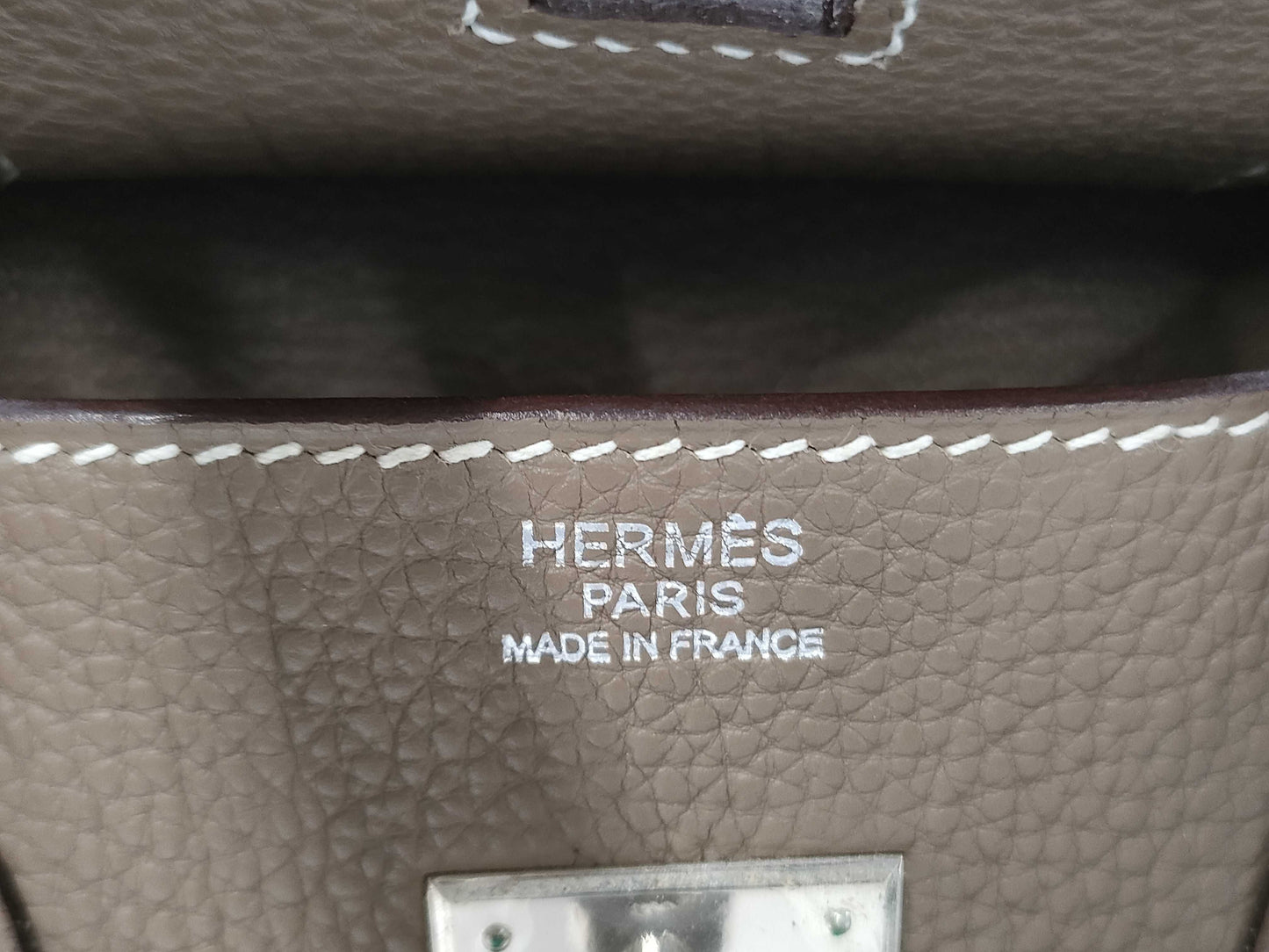 HERMES Birkin 30 Etoupe Silver Hardware L Stamped Handbag
