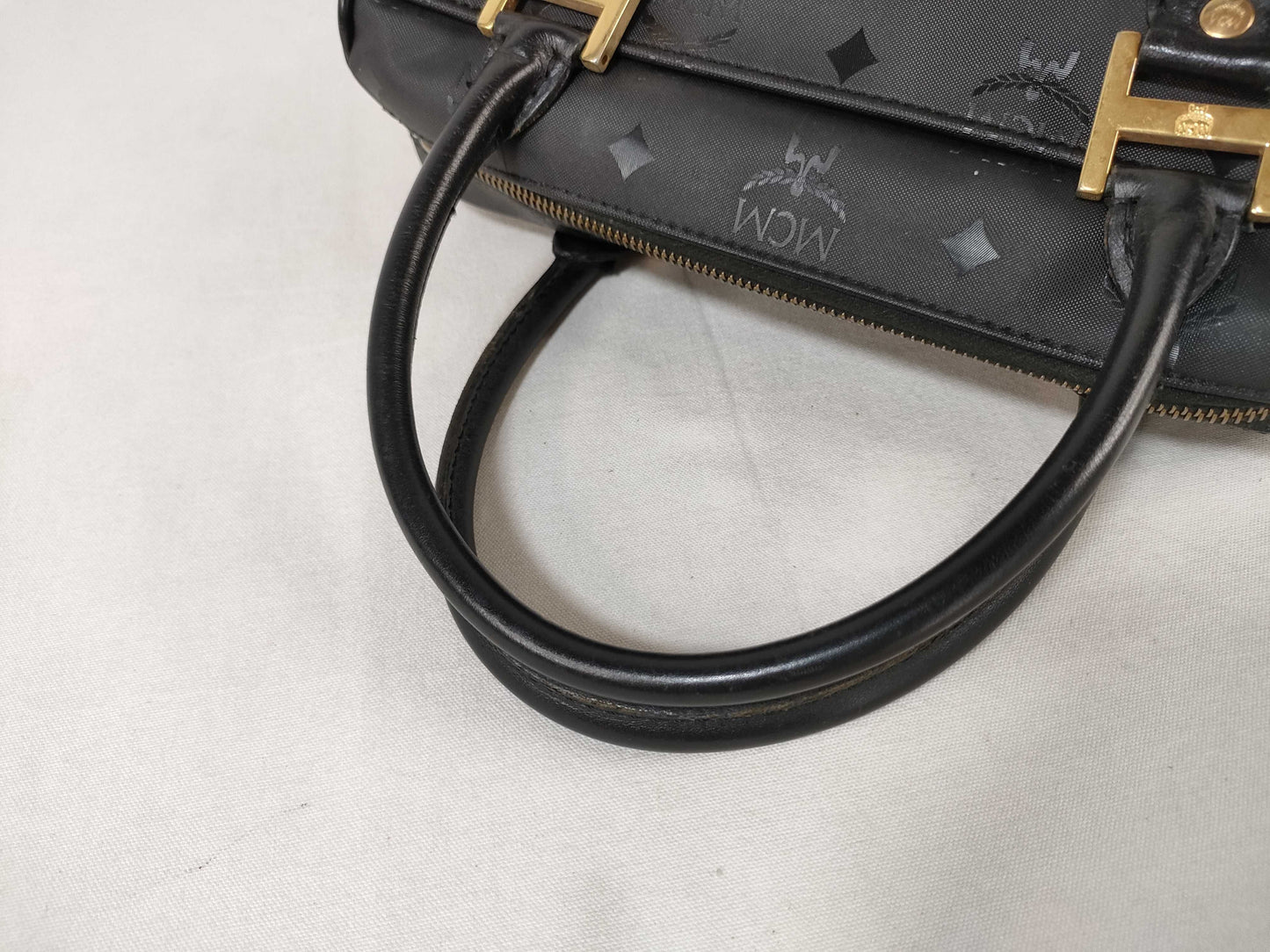 MCM Nylon x Leather Mini Boston Bag