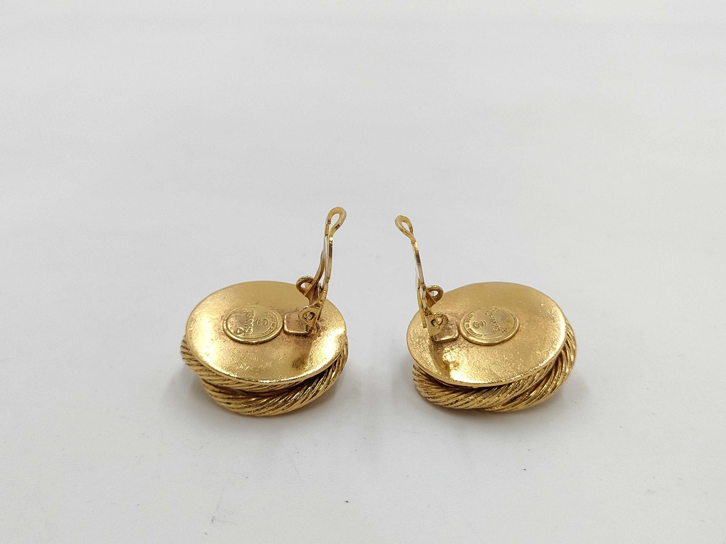 CHANEL Gold Earrings Pearl Earrings
