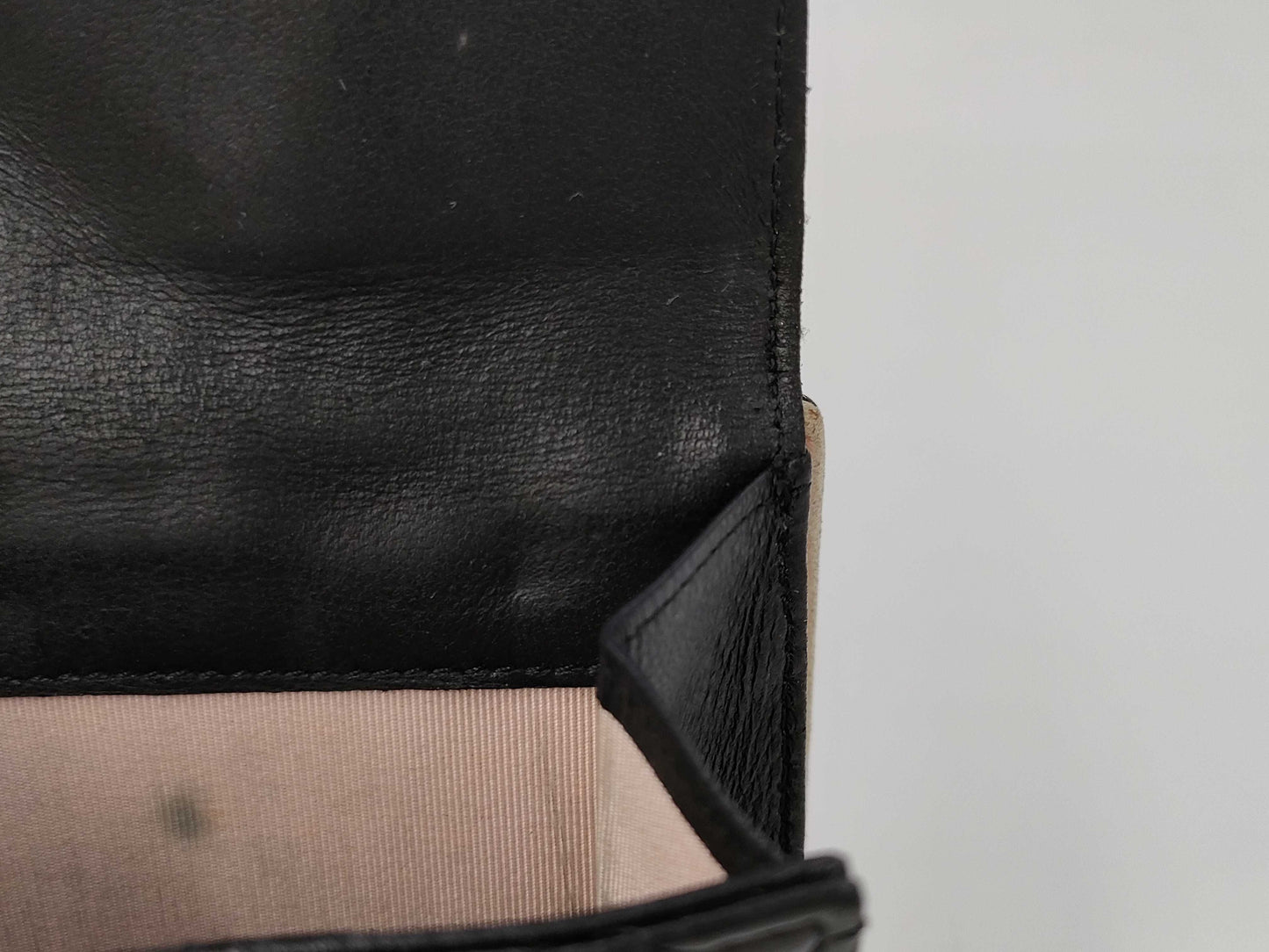 CHANEL Lamb Black Pink Folding Wallet