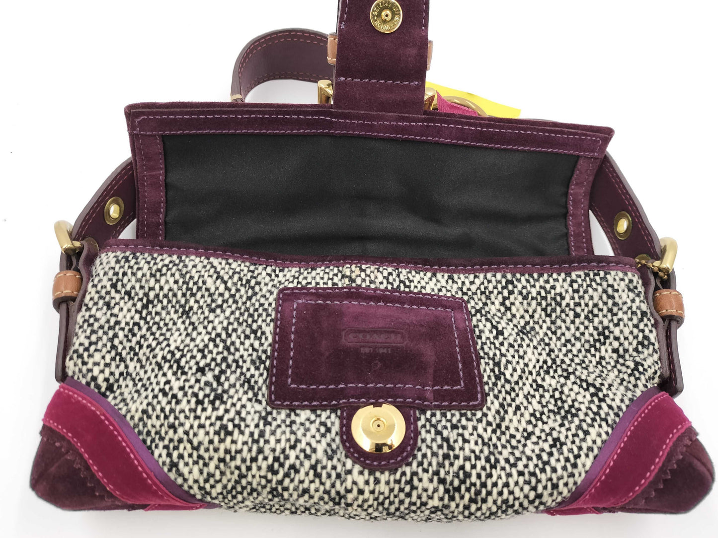 COACH Soho Tweed Demi Flap Bag C052-8F01 Limited Edition Velour Handbag