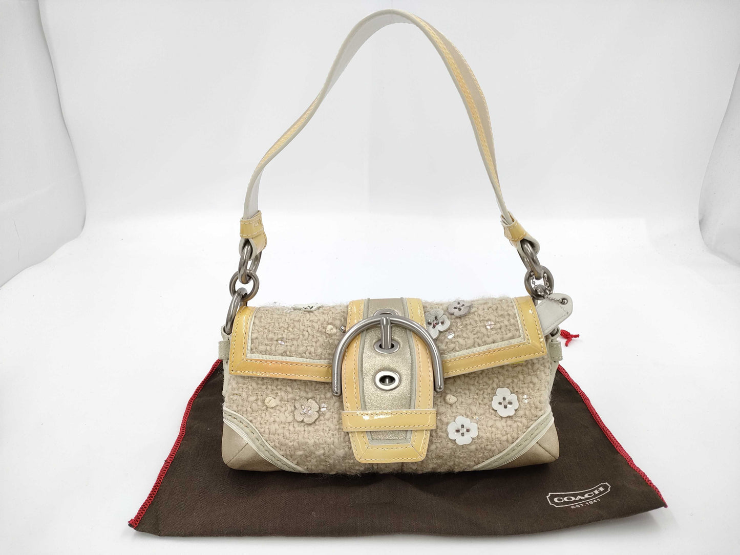 COACH Soho Tweed Demi Flap Bag D063-10070 Limited Edition Flower Handbag
