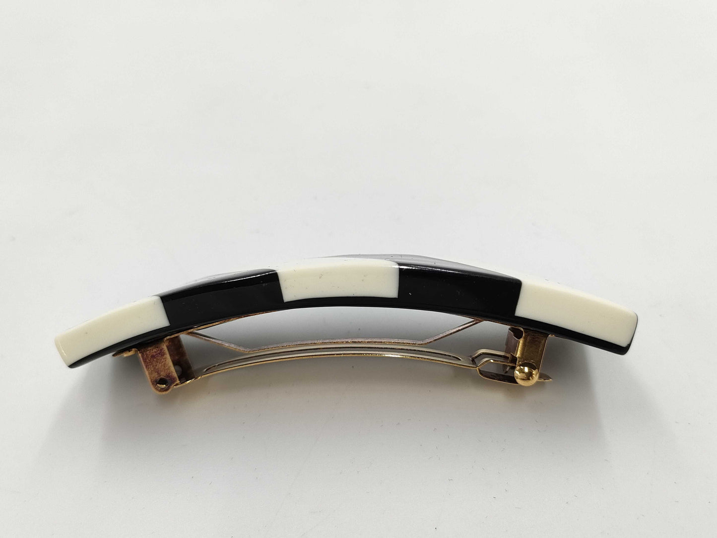 CHANEL 09A Stripe Coco Mark Barrette Hair Accessory