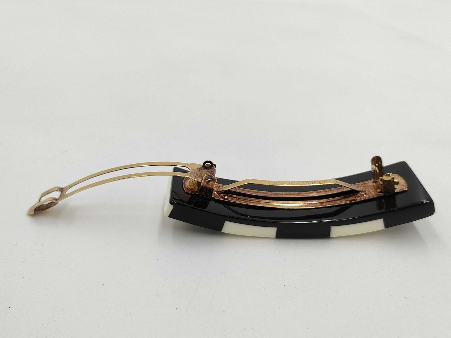 CHANEL 09A Stripe Coco Mark Barrette Hair Accessory