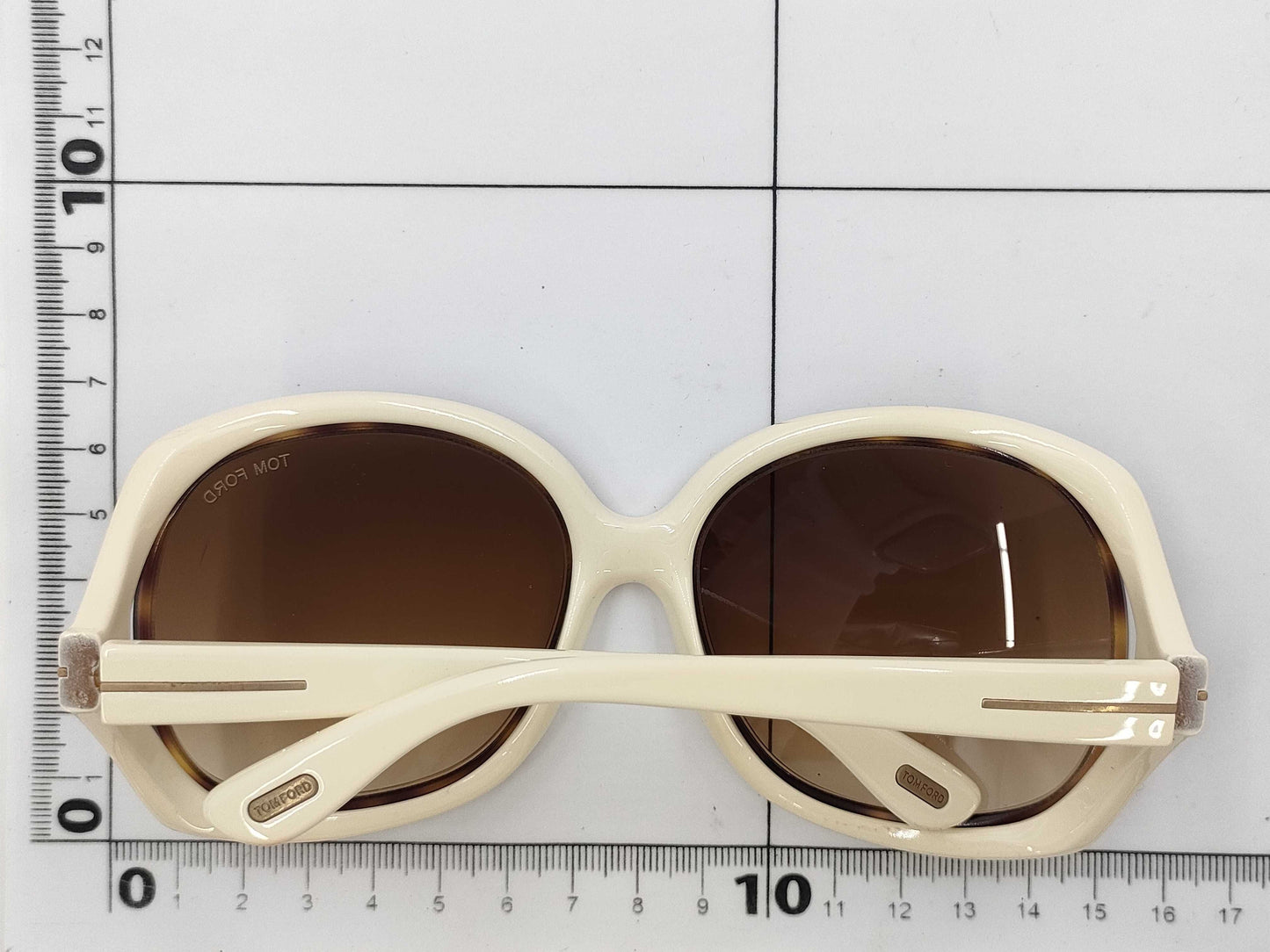 Tom Ford TF100 Jaclyn Plastic Sunglasses, Dark Brown x Ivory