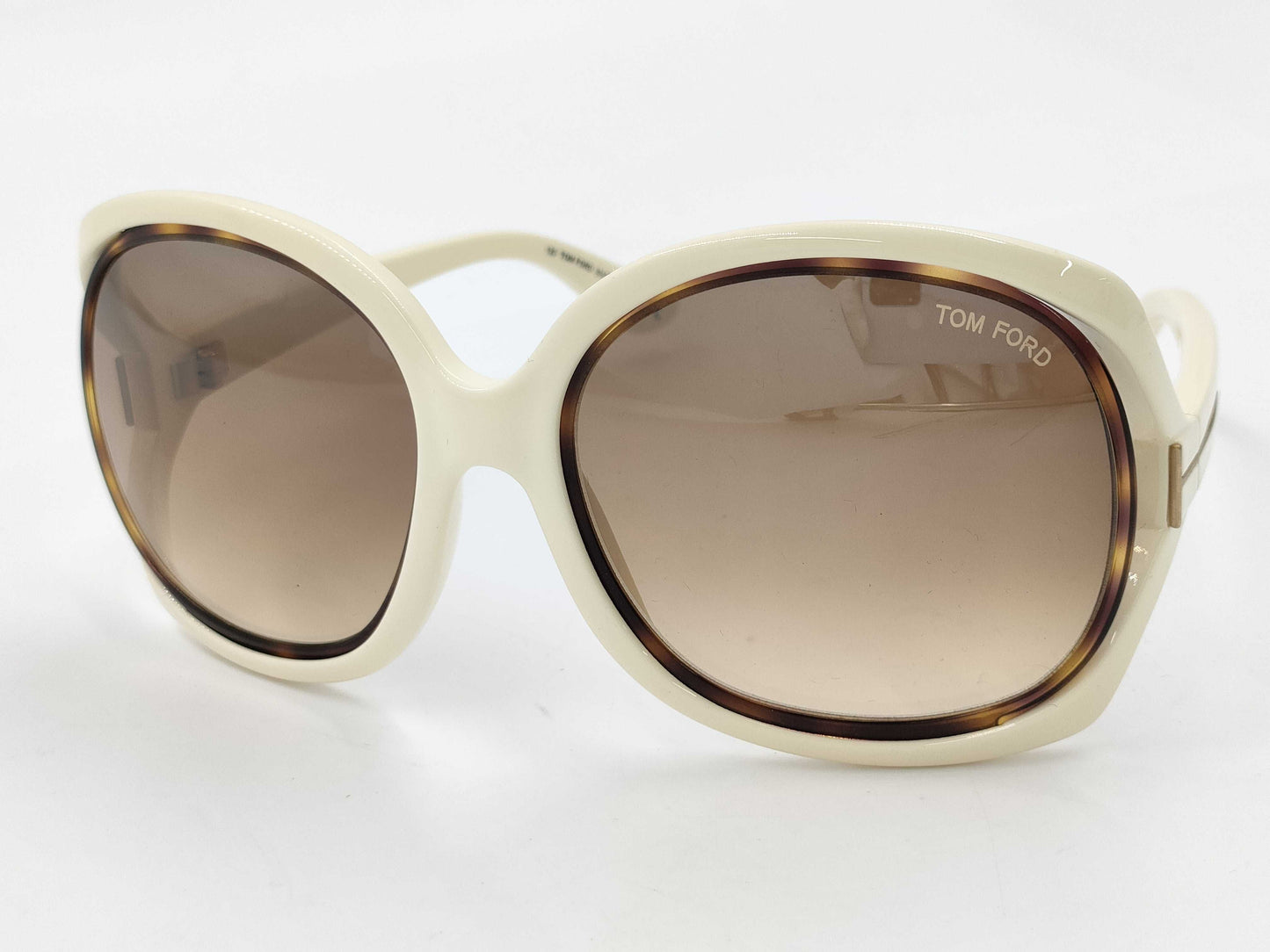 Tom Ford TF100 Jaclyn Plastic Sunglasses, Dark Brown x Ivory