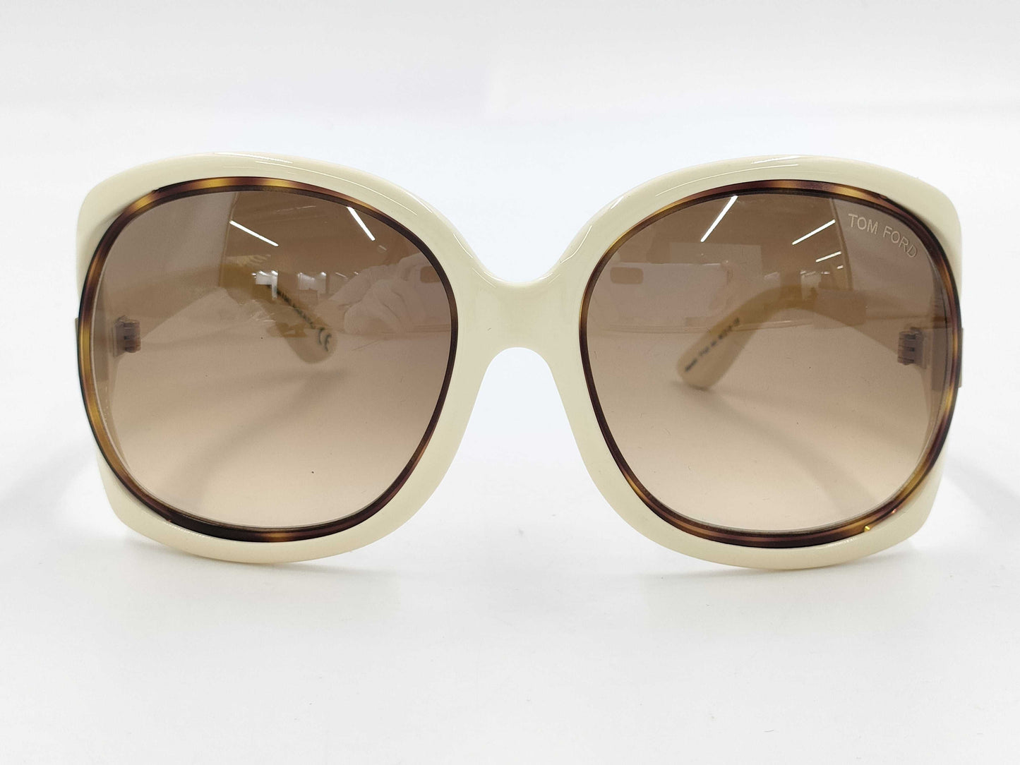 Tom Ford TF100 Jaclyn Plastic Sunglasses, Dark Brown x Ivory