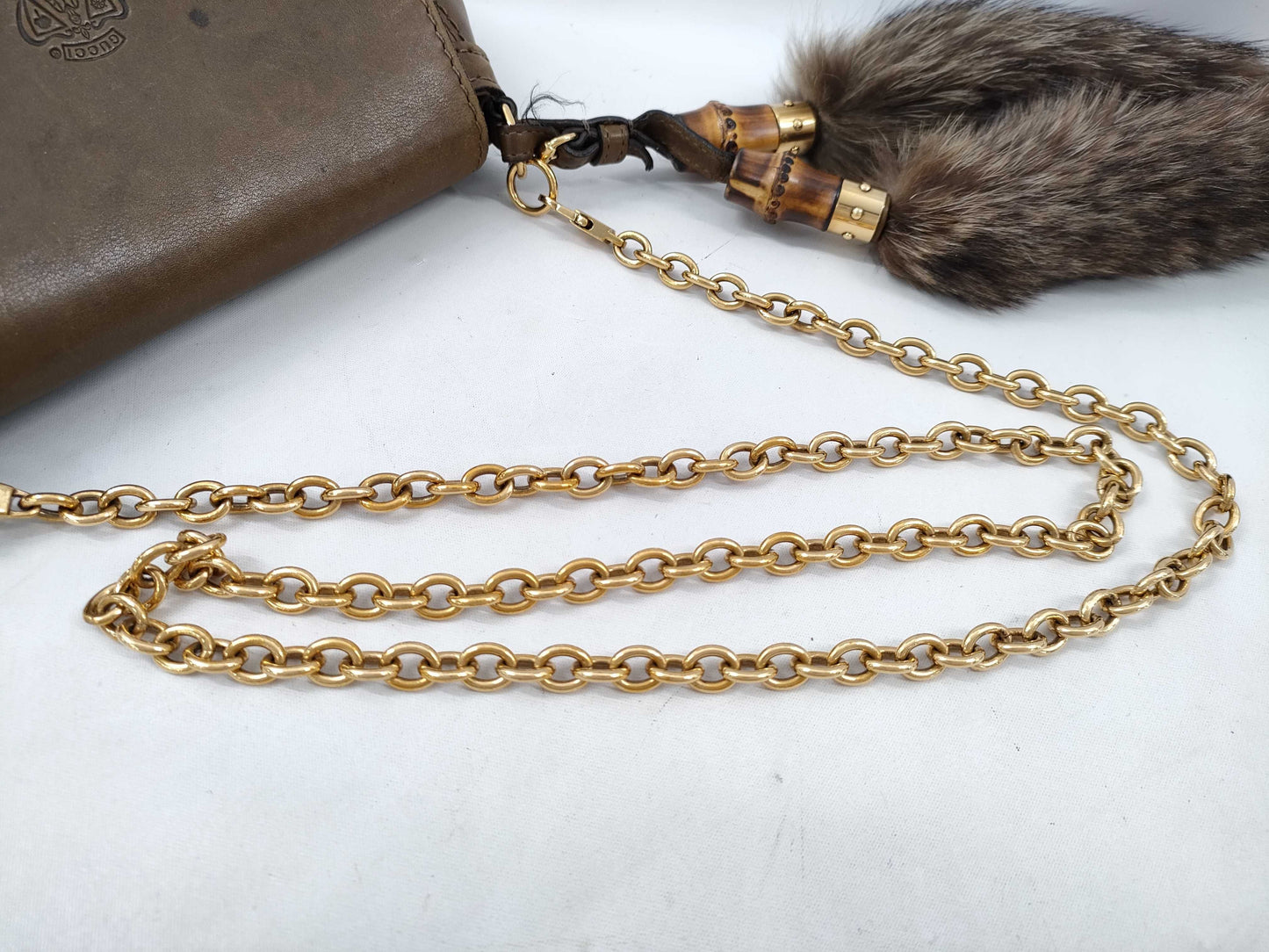 GUCCI Bamboo Chain Shoulder Bag with Fur 269927