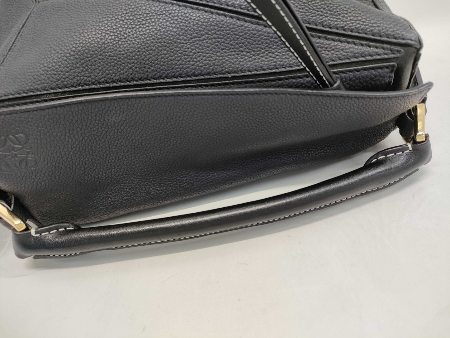 LOEWE Puzzle Edge Small Soft Grain Calfskin Navy Handbag