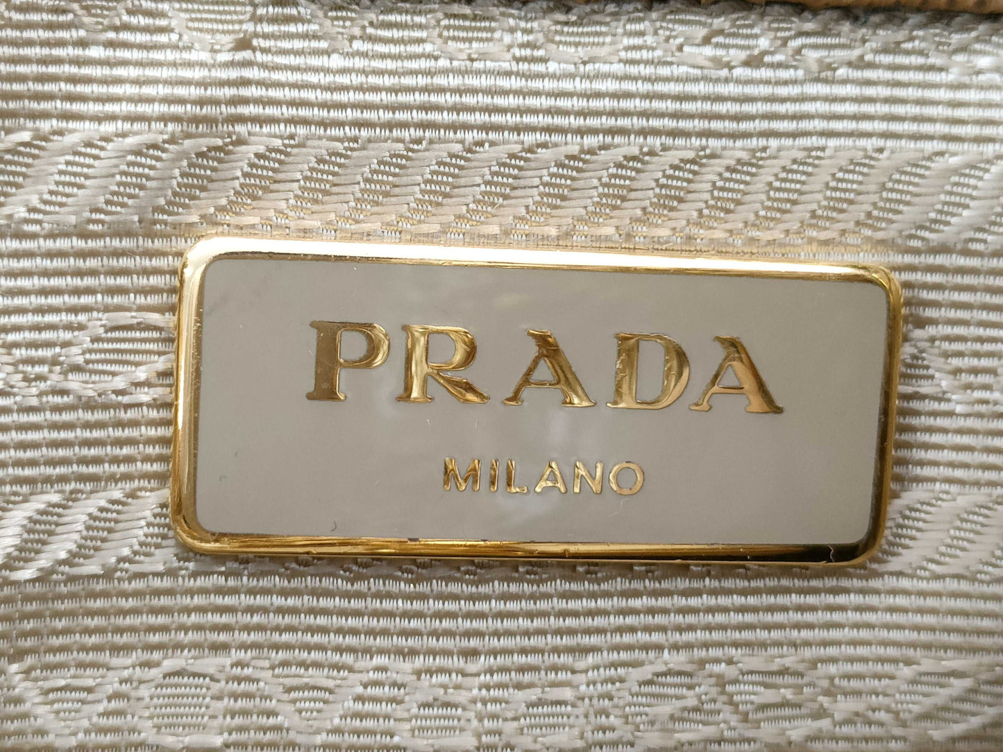 PRADA Raffia Tote Triangle Logo Handbag