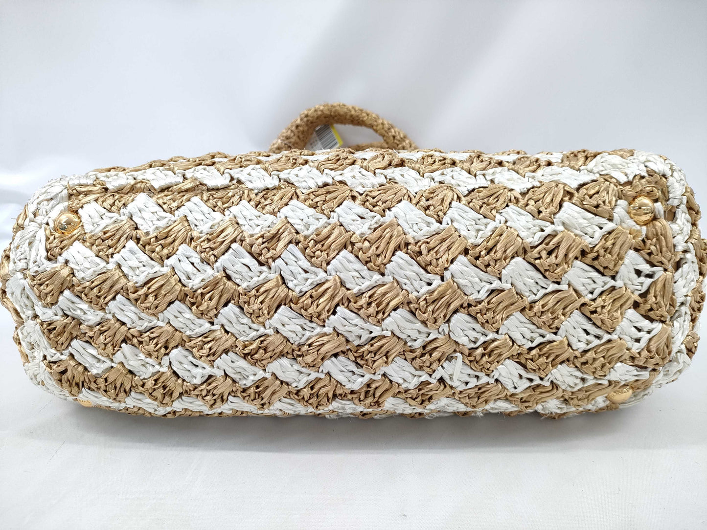 PRADA Raffia Tote Triangle Logo Handbag