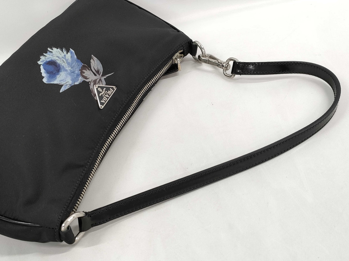 PRADA Nylon Shoulder Bag with Floral Print