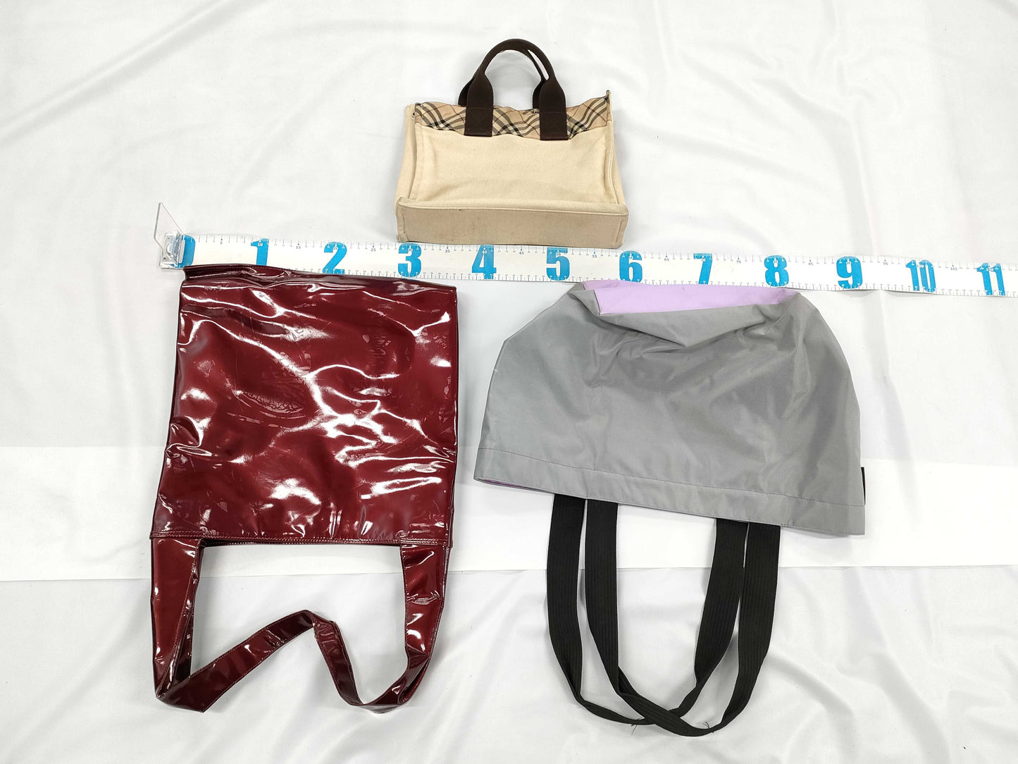 GUCCI 002 1817 0402 enamel / Burberry Nova handbag / Herve Chapelier nylon tote bag