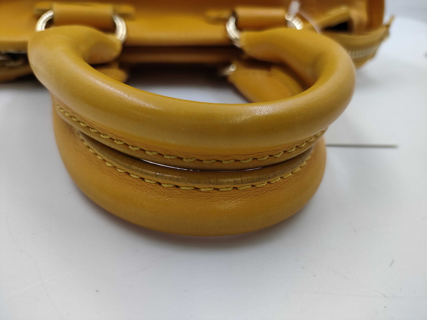 CELINE Leather Handbag with Macadam Logo, Yellow
