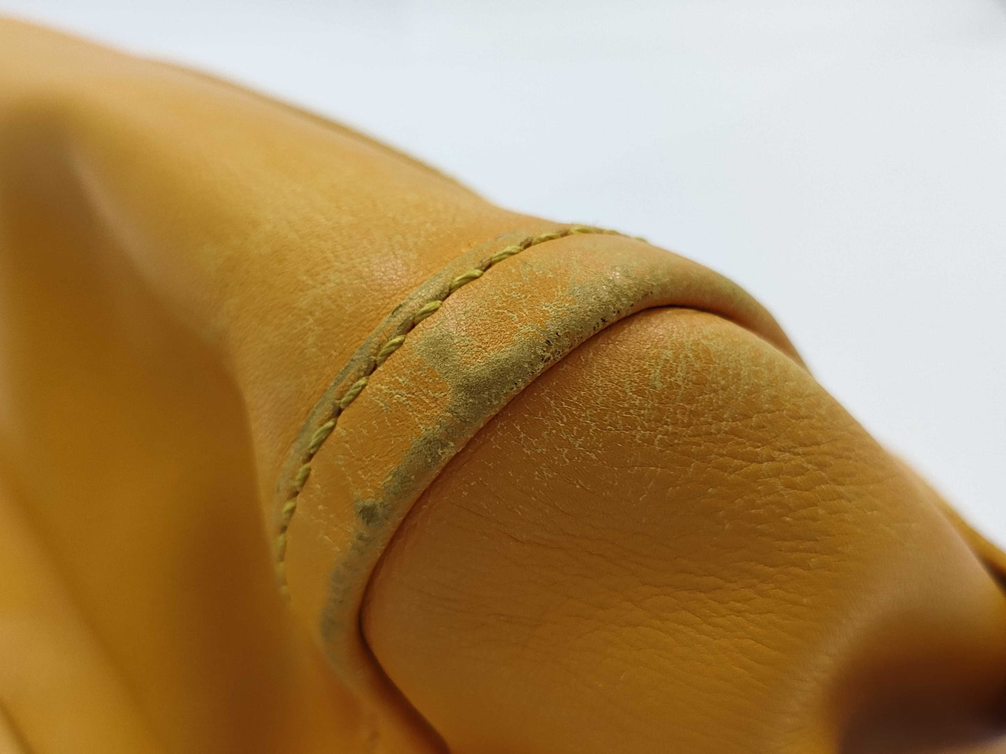 CELINE Leather Handbag with Macadam Logo, Yellow