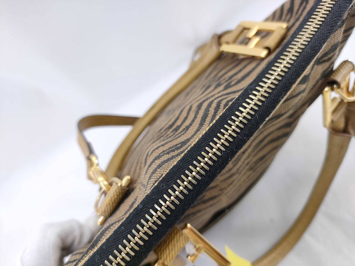 FENDI Leopard Print 2-Way Bag/FF Hardware Handbag