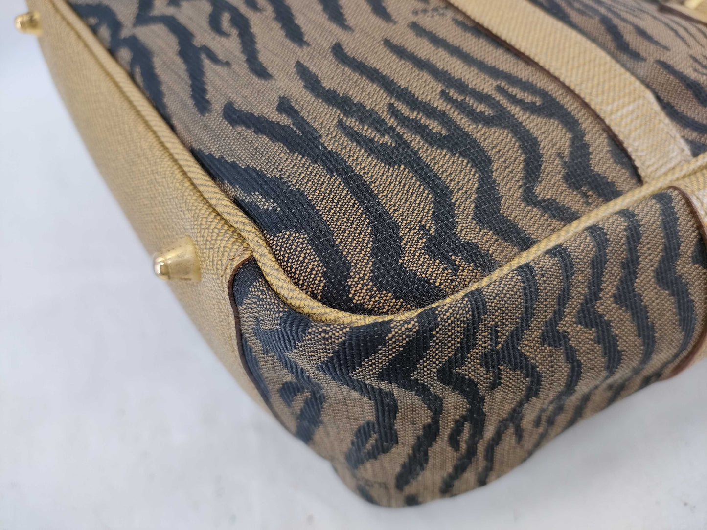 FENDI Leopard Print 2-Way Bag/FF Hardware Handbag