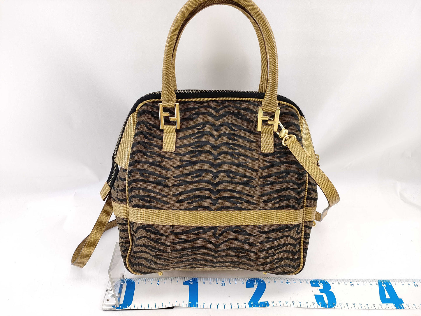FENDI Leopard Print 2-Way Bag/FF Hardware Handbag