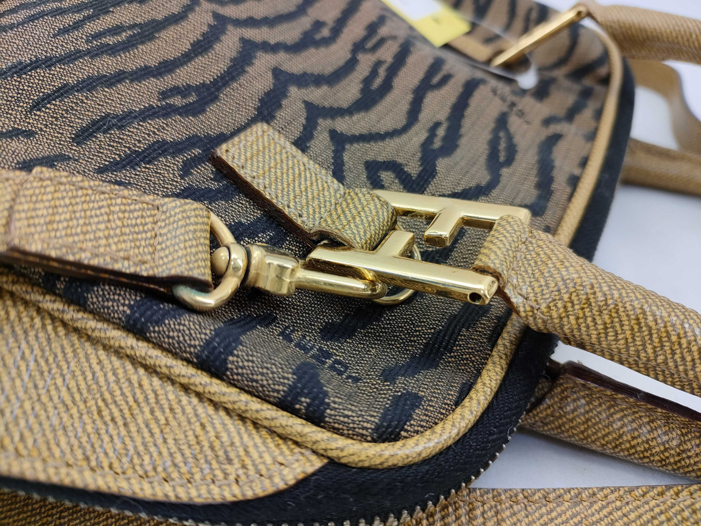 FENDI Leopard Print 2-Way Bag/FF Hardware Handbag