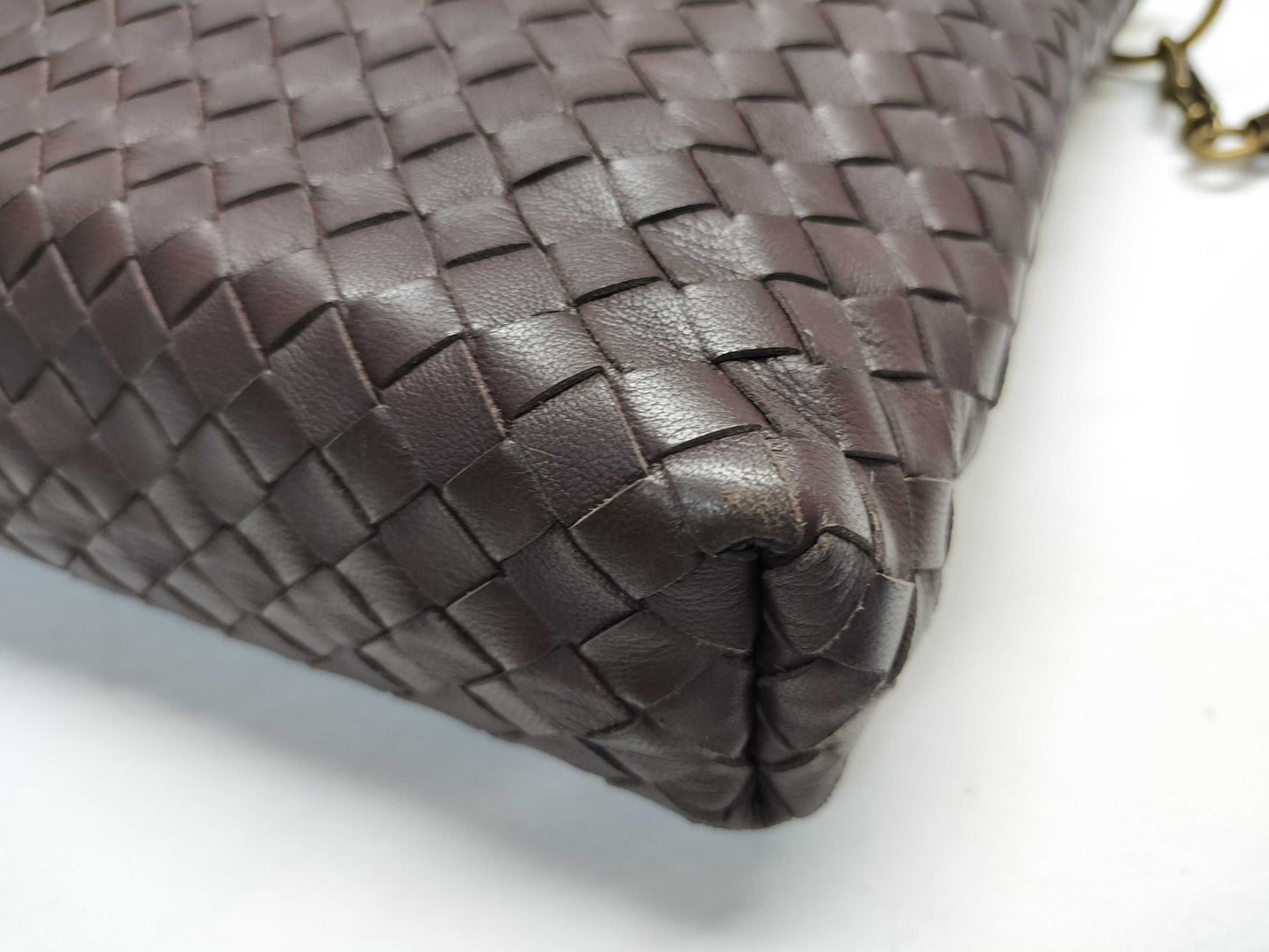 BOTTEGA VENETA Intrecciato Shoulder Bag/Brown/Vintage
