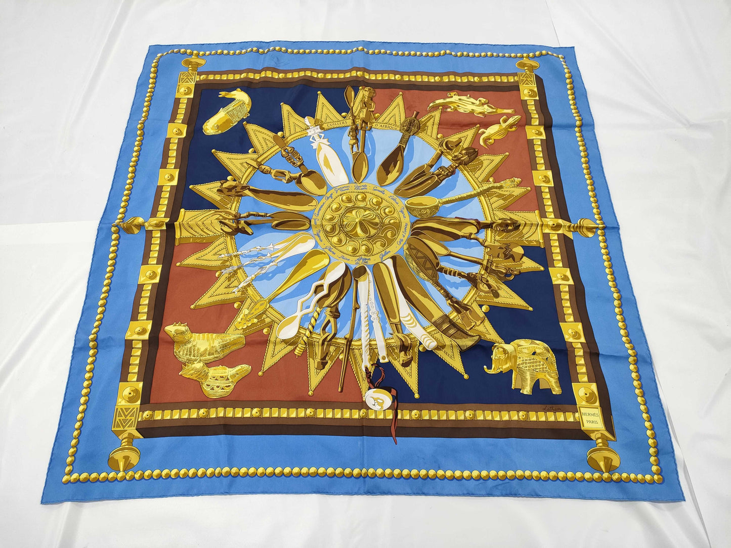 HERMES Carre 90 Cuillers Dafrique African Spoon Scarf