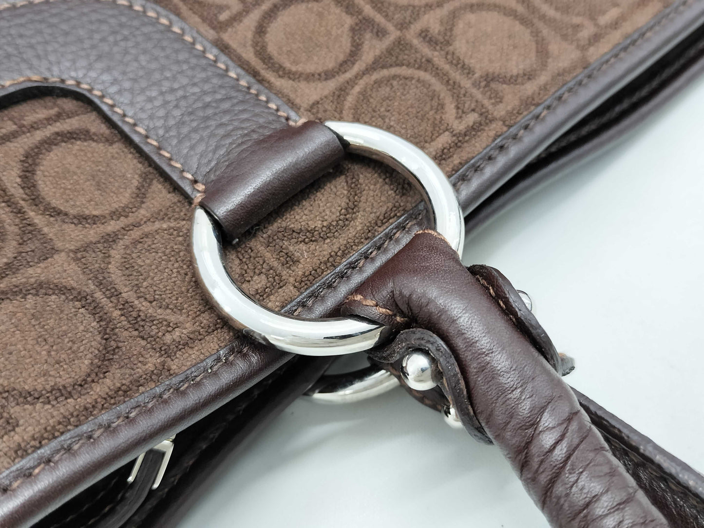 Salvatore Ferragamo Gancini Cotton Handbag