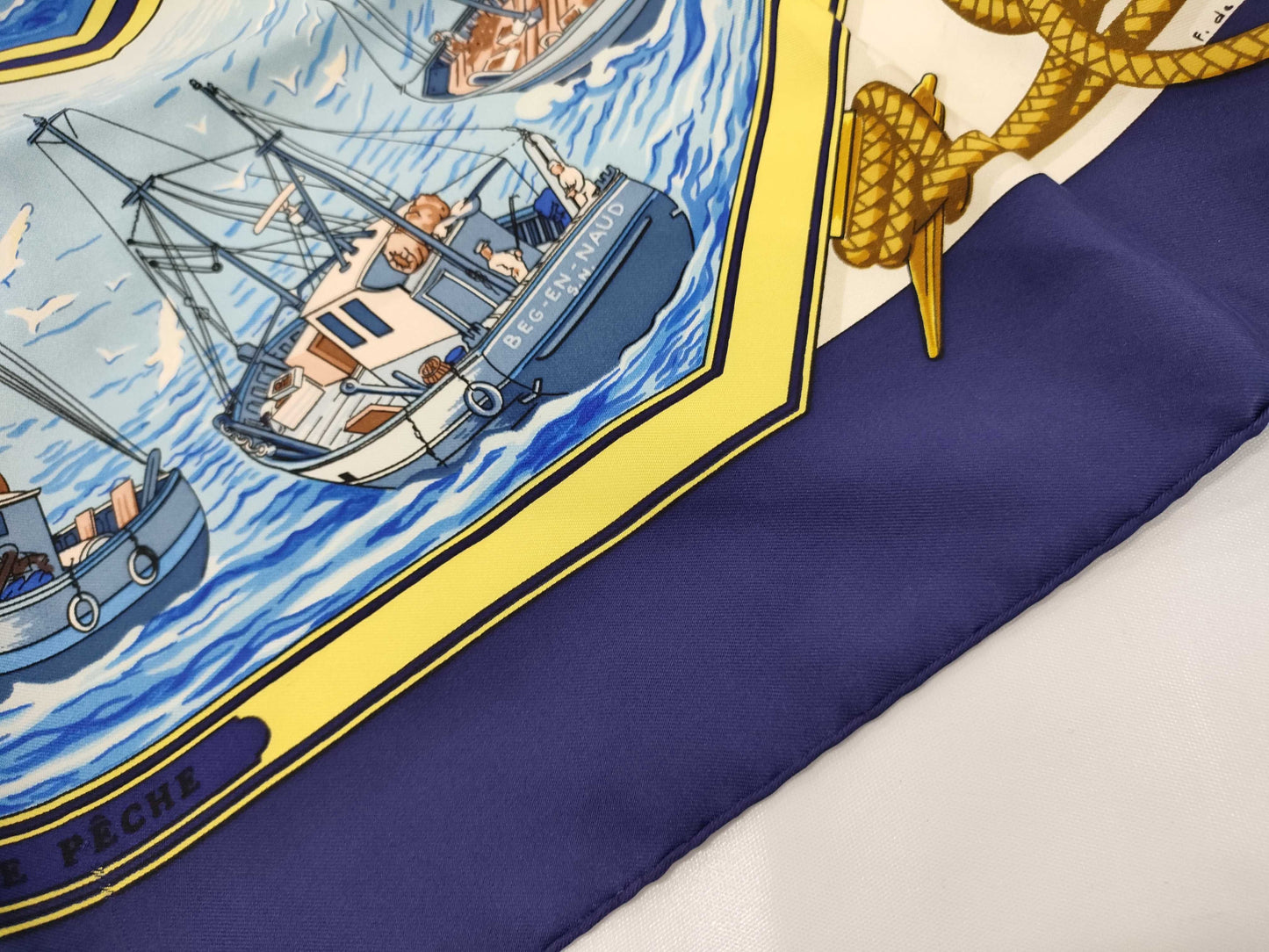HERMES HERMES Carre RETOUR DE PECHE/Navy Scarf Scarf
