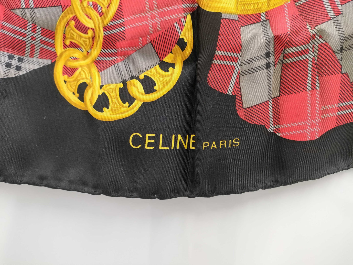 CELINE Red x Black Scarf